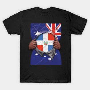 Dominican Republic Flag Australian Flag Ripped Open - Gift for Dominican From Dominican Republic T-Shirt